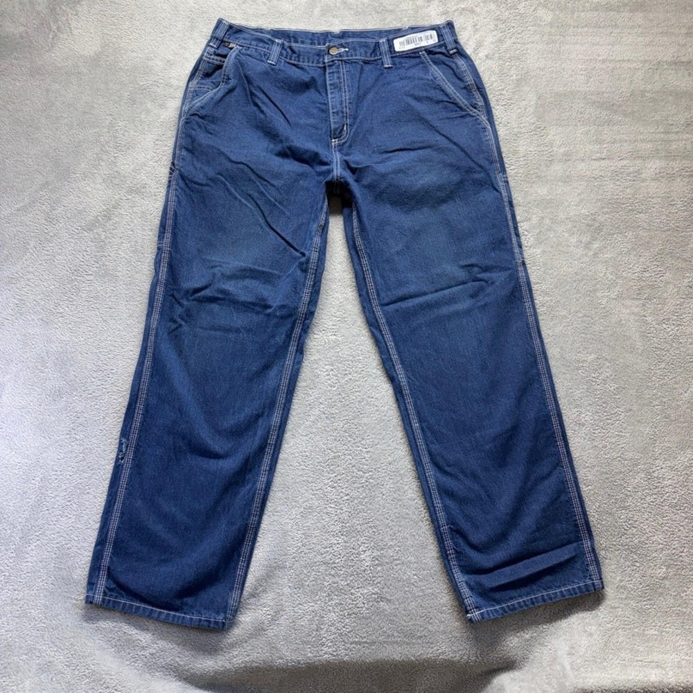 Carhartt FR Jeans Mens 38X32 Blue Utility Straight Cat2 Flame Resistant Denim